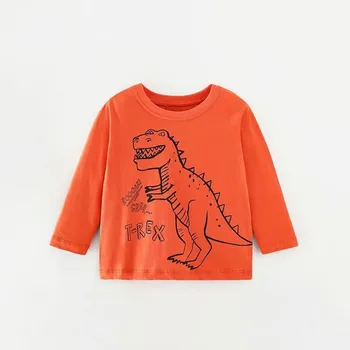 2023 Новая детская осенняя одежда, топы, футболка для мальчика с динозавром