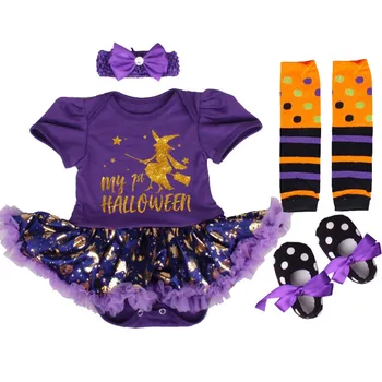 2023 Новый костюм принцессы для девочек для Bebe Baby Halloween Party, платье для косплея, детская маскировка для новорожденных, комплект одежды из 4 предметов