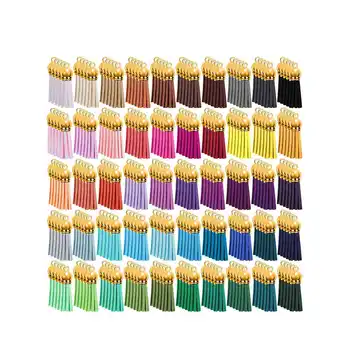 250 Штук брелоков с кисточками Объемные Цветные кожаные подвески с кисточками для брелоков и поделок своими руками 50 цветов
