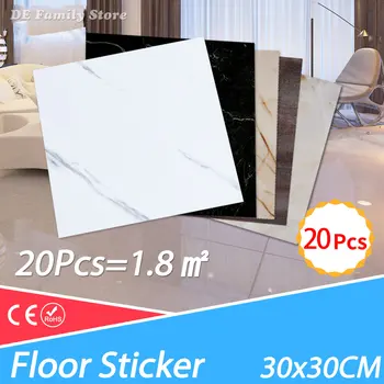 30 * 30 см 20шт ПВХ Плоские наклейки для пола с имитацией мраморной плитки, самоклеящиеся 3D наклейки на стены, водонепроницаемые наклейки для ванной комнаты