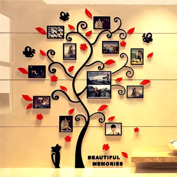 3D Наклейка с генеалогическим древом, Акриловый фотоальбом для наклейки на стену, наклейки в форме дерева, домашний декор, настенный плакат, висящий на стене