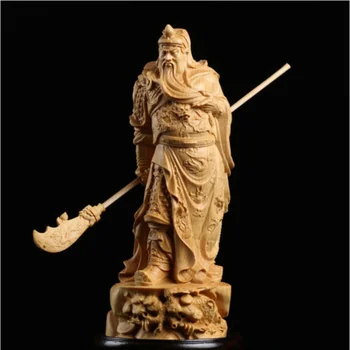 8,4-Дюймовая Художественная Статуя Бога войны из натурального квадратного дерева ручной работы Гуан Гун Гуань Юй
