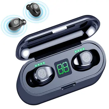 Bluetooth-гарнитура F9 TWS со стереозвуком 9D, наушники TWS Bluetooth, беспроводные наушники, спортивные водонепроницаемые наушники с громкой связью