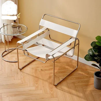 IHOME Lazy Sofa Vasili Chair Ins Одноместный стул из скандинавской кожи с седлом, повседневный одноместный диван-кресло из нержавеющей стали, повседневный стул 2023