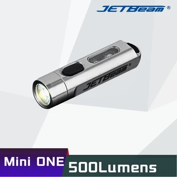 JETBeam Mini One Keychain Light 500 Люмен USB Перезаряжаемый Портативный фонарик из нержавеющей Стали с УФ-излучением 365 нм, встроенный Литий-ионный аккумулятор