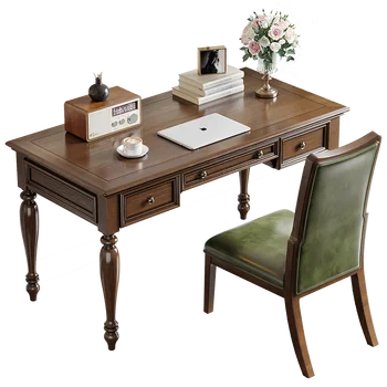 Qf Студенческий письменный стол из массива дерева Стол для домашнего кабинета Стол из ясеня Стул Мебель