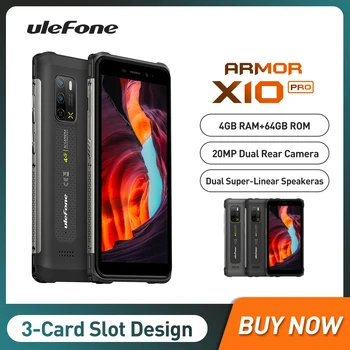 Ulefone Armor X10 Pro Прочные Смартфоны Восьмиядерный 4 ГБ + 64 ГБ Android 11 Мобильный Телефон 5,45-дюймовый HD Аккумулятор 5180 мАч 4G Мобильный Телефон NFC