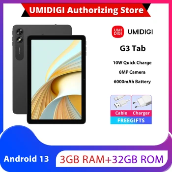 UMIDIGI G3 Tab 4G Планшетный ПК 10,1 дюймов 6000 мАч 3 ГБ + 32 ГБ Android 13 MediaTek MT8766 Четырехъядерный Поддержка BT & WiFi & TF карты и GPS