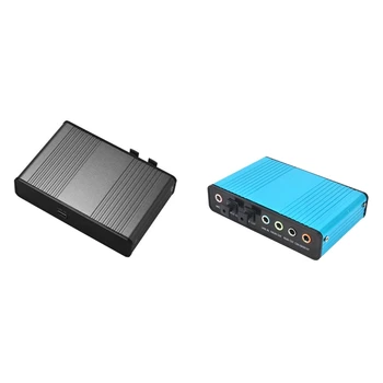 USB 6-канальный Объемный звук 5.1 / 7.1 Внешняя звуковая карта для ПК, ноутбука, настольного планшета, аудиооптического адаптера, прочный (синий)