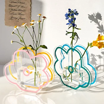 Акриловая ваза для цветов Креативная Ваза для гидропонных растений Цветочный контейнер Декоративная настольная композиция из цветов Свадебный декор