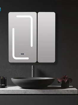 Ванная Комната умное настенное зеркало для ванной комнаты со светодиодной подсветкой, антизапотевающее косметическое зеркало для ванной комнаты в скандинавском стиле, настенное туалетное зеркало для ванной комнаты