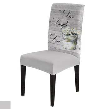 Винтажный комплект чехлов для стульев с цветочной ромашкой из натурального дерева, Кухонный Обеденный чехол из эластичного спандекса для банкета, свадебной вечеринки