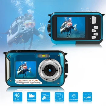Водонепроницаемая Камера 4K/30 кадров в секунду IPS Подводные Камеры С Двойным Экраном Защита От Встряхивания Распознавание Лица Автофокусировка для Игр Родителей и детей при Плавании