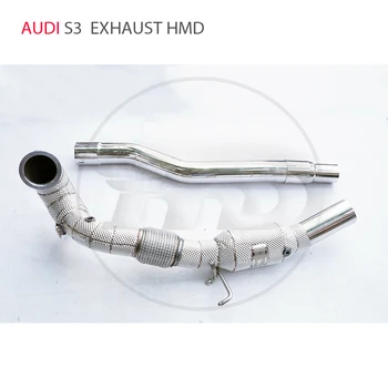 Выпускной коллектор HMD из нержавеющей стали для Audi S3 TT 2.0T Автомобильные аксессуары Без каталитического коллектора Водосточная труба для катализатора с высоким расходом
