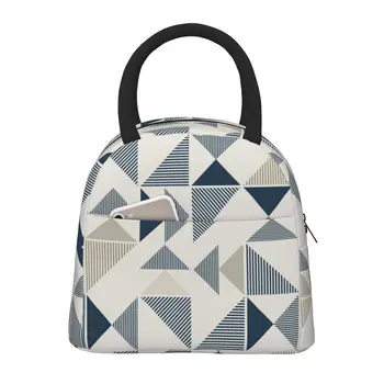 Геометрическая треугольная сумка для ланча для женщин, большой многоразовый изолированный ланч-бокс для работы, складная сумка для офиса для взрослых