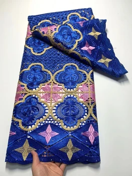 Гипюровая кружевная ткань 2022 года, высококачественное модное платье для свадебной вечеринки, женское платье 5 ярдов Африканского шитья, желтое Французское водорастворимое