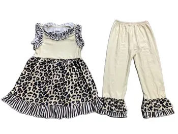 Горячие продажи детей дизайнерская одежда для девочек Леопард наряды, топы с леопардовым принтом одежда для малышей топ без рукавов брючные костюмы 