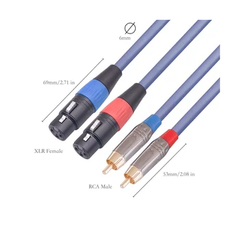 Двойной кабель XLR-RCA, Двойной разъем XLR к Двойному разъему RCA, 2 Разъема XLR к 2 разъему RCA Аудиокабель HiFi, 3,3 фута