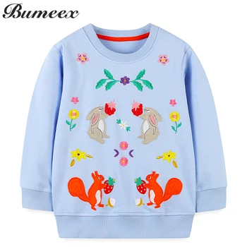 Детские толстовки Bumeex для девочек, милые толстовки с длинными рукавами, детский хлопковый пуловер, топ для 2 3 4 5 6 7 лет