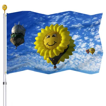 Забавный Флаг На Воздушном Шаре Для Дома Флаги для Наружного Декора с Латунными Люверсами Счастливое Лицо Флаг Цветочного Сада для Женщин Подарки Для Детей