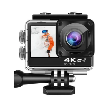 Камера WIFI Vlog, водонепроницаемая цифровая видеокамера 4K 60 кадров в секунду, 16-мегапиксельная сенсорная камера с двойным IPS-экраном для дайвинга, поездок на мотоцикле