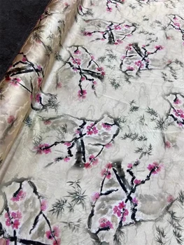 Китайская Классическая ткань Plum Bamboo Silk Jacquard Flower Luo из эластичной ткани 21 мм, платье-рубашка, полуплатье из шелка тутового дерева, Пошив ткани из шелка тутового дерева