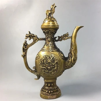 Китайская коллекция Old Copper из чистой меди, горшок для вина из тыквы, чайник