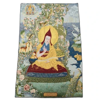 Китайская старая тибетская шелковая тханка Похожа на висячую картину Фэншуй Тибетский Будда.
