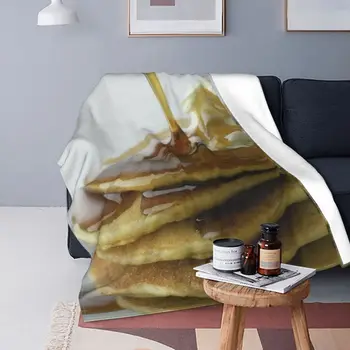 Кленовый сироп, поливаемый на стопку блинов, Ультрамягкое одеяло из микрофлиса, современное портативное, подходит для дивана, Мультистильное.