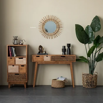 Креативные деревянные консольные столики с ручной росписью, мебель для дома в скандинавском стиле, входная консоль для гостиной, современный шкаф для хранения в прихожей.