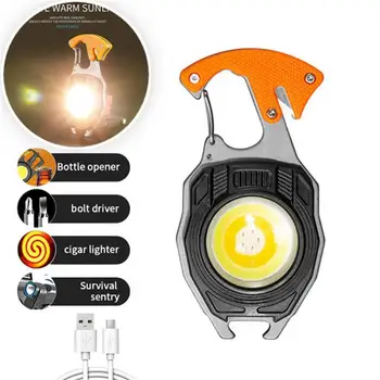 Мини светодиодный фонарик Брелок Для ключей Многофункциональный Портативный COB Кемпинговые Фонари USB Зарядка Рабочие Фонари рыболовный Фонарь