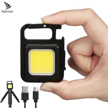 Многофункциональный карманный фонарик Mini USB Перезаряжаемый фонарик COB Work Light Светодиодные брелки для кемпинга на открытом воздухе Рыбалки