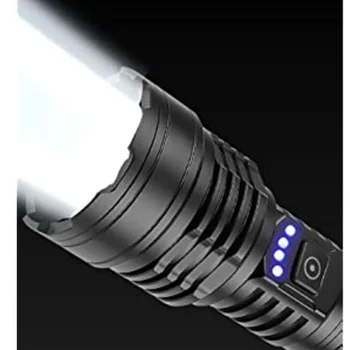 Мощный фонарик XHP70 1500 Люмен 18650 Аккумулятор USB Перезаряжаемый светодиодный фонарик с зумом 5 режимов Кемпингового тактического аварийного освещения