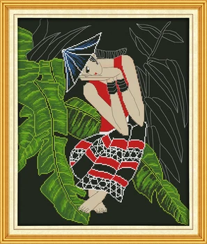 Набор для вышивания крестиком Joy Sunday с предварительной печатью Easy Pattern Набор для вышивания из тисненой ткани Aida-Banana Beauty