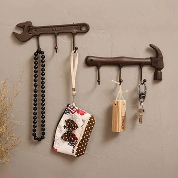 Настенные крючки из чугуна в стиле ретро, гаечный молоток, ключи, держатель для шляпы, винтажное промышленное украшение для домашнего бара Ресторана