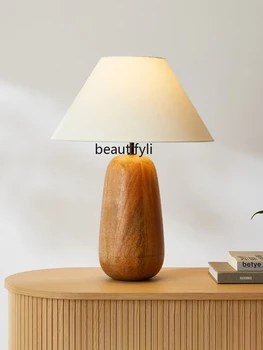 Настольная лампа из массива дерева, высококачественная настольная лампа в японском стиле для гостиной, спальни, прикроватной тумбочки, тканевых ламп для кабинета
