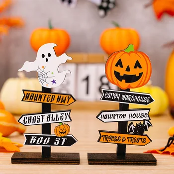 Новые декоративные изделия Ghost Festival на Хэллоуин, письмо из тыквы, Деревянное украшение в форме дерева, Призрачный стол