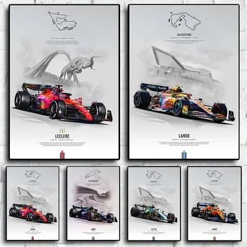 Новый гоночный автомобиль F1, Чемпион мира по треку, Плакат с принтом Гоночной команды, Художественный декор, Картина для гостиной, Настенные плакаты на холсте, подарок