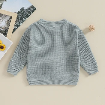 Осенний свитер для маленьких мальчиков, однотонный вязаный трикотаж, Пуловеры с длинными рукавами, топы, Зимняя толстовка