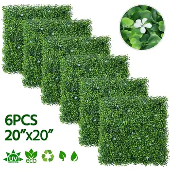 Панель из искусственной пластиковой зелени 20 x 20 дюймов, упаковка из 6 штук, зеленая