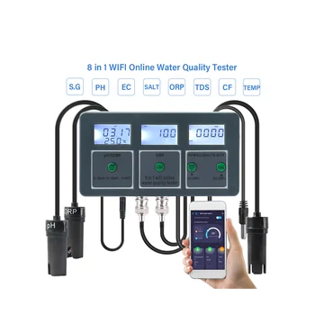 Перезаряжаемый инструмент для тестирования качества воды 8 в 1 S.G PH EC Salt ORP TDS CF Temp Многопараметрический тест для аквариума US Plug