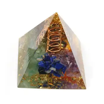 Пирамида Семи Чакр Натуральный Камень Оргонит Энергетические Кристаллы Защита от электромагнитных помех Оригинальный Декор для домашнего офиса Подарок из смолы Рейки