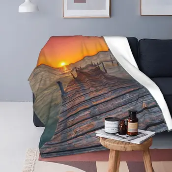 Пирс Сансет у моря, ультрамягкое одеяло из микрофлиса, симпатичное удобное для кемпинга, защищающее от полива