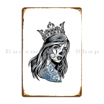 Плакат с металлической табличкой с татуировкой девушки, создающий забавный ржавый плакат с надписью Create Iron Tin