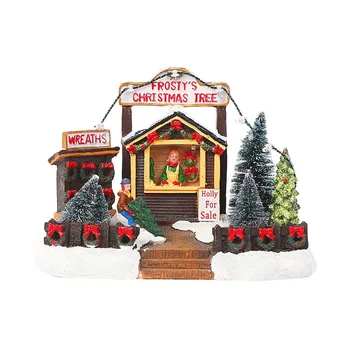 Рождественский магазин закусок, креативная светодиодная подсветка, Снежный домик, Светящаяся деревенская фигурка, Орнамент из смолы, подарочное оформление
