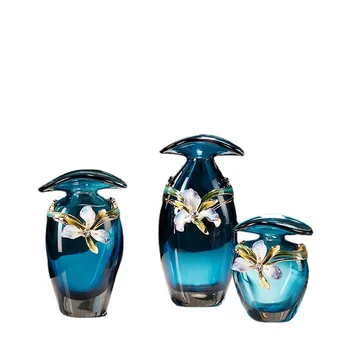 Роскошная фарфоровая ваза, украшенная цветным стеклом, высококачественная цветочная композиция для гостиной, гидропонная ваза для зеленых растений
