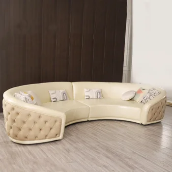 Роскошные Изогнутые Диваны для гостиной, Кожаный Ленивый диван, Дизайнерские Модульные диваны Nordic Loveseat, Акцентный диван, Зимняя мебель для дома
