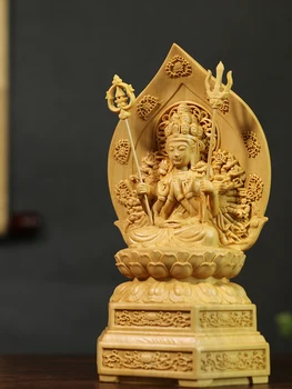 Сидящий лотос 1000 рук Гуаньинь Резьба по дереву Украшение для дома резьба по дереву Статуя Будды скульптура фэн-шуй