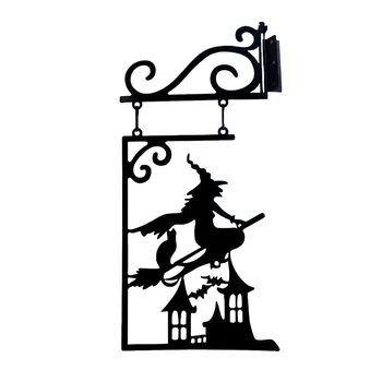 Силуэтные знаки на Хэллоуин, украшение двери, Страшная металлическая настенная вывеска на Хэллоуин для переднего двора, Пасхальные яйца для украшения