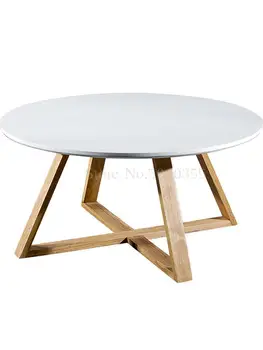 Скандинавский простой современный круглый журнальный столик из массива дерева диван для гостиной креативный дизайн сбоку журнального столика